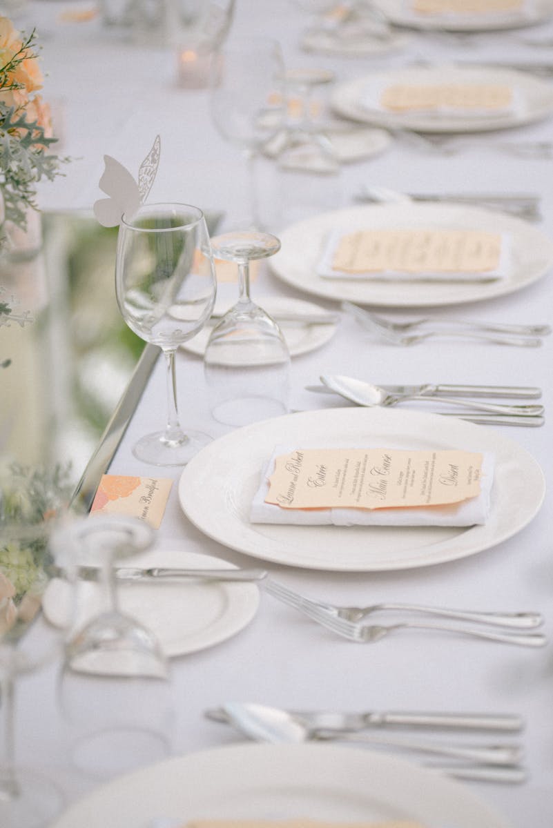 Capture of a beautifully decorated wedding table setup outdoors in Bali, Indonesia.
