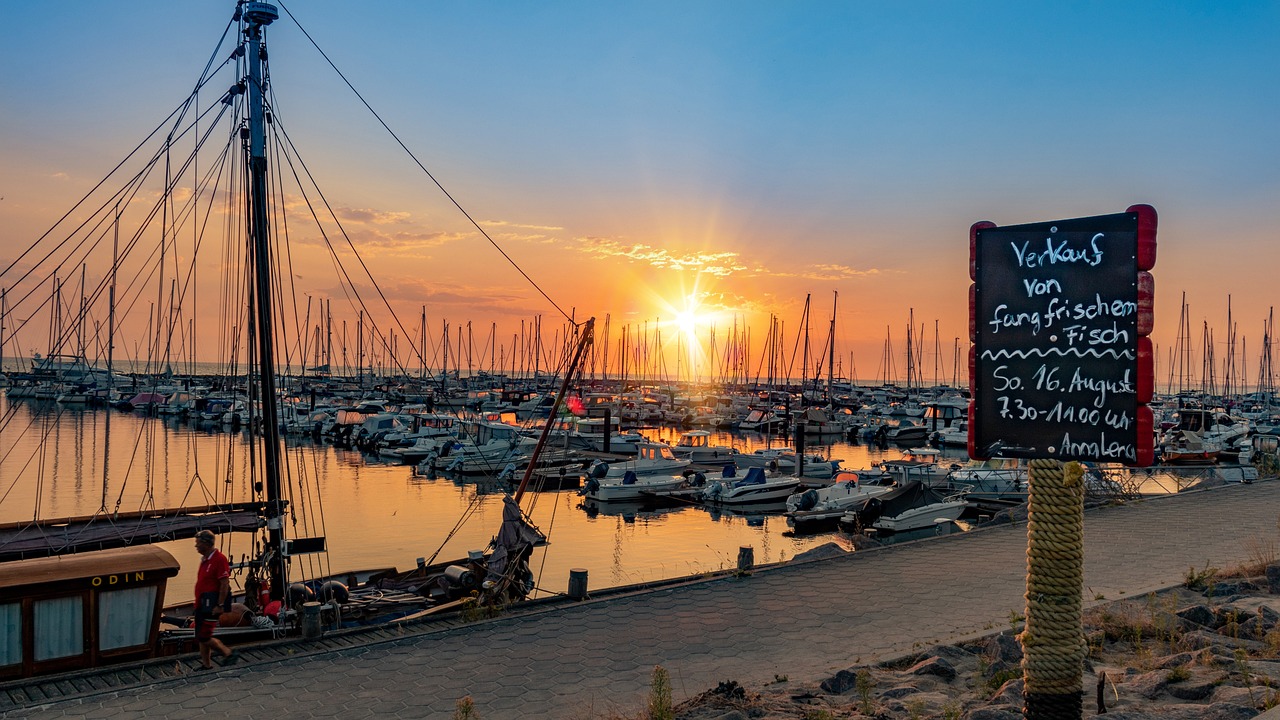 ostsee, ostseebad kuehlungsborn, mecklenburg-vorpommern, beach, pier, port, nature, boats, harbor, sunet, sea, water