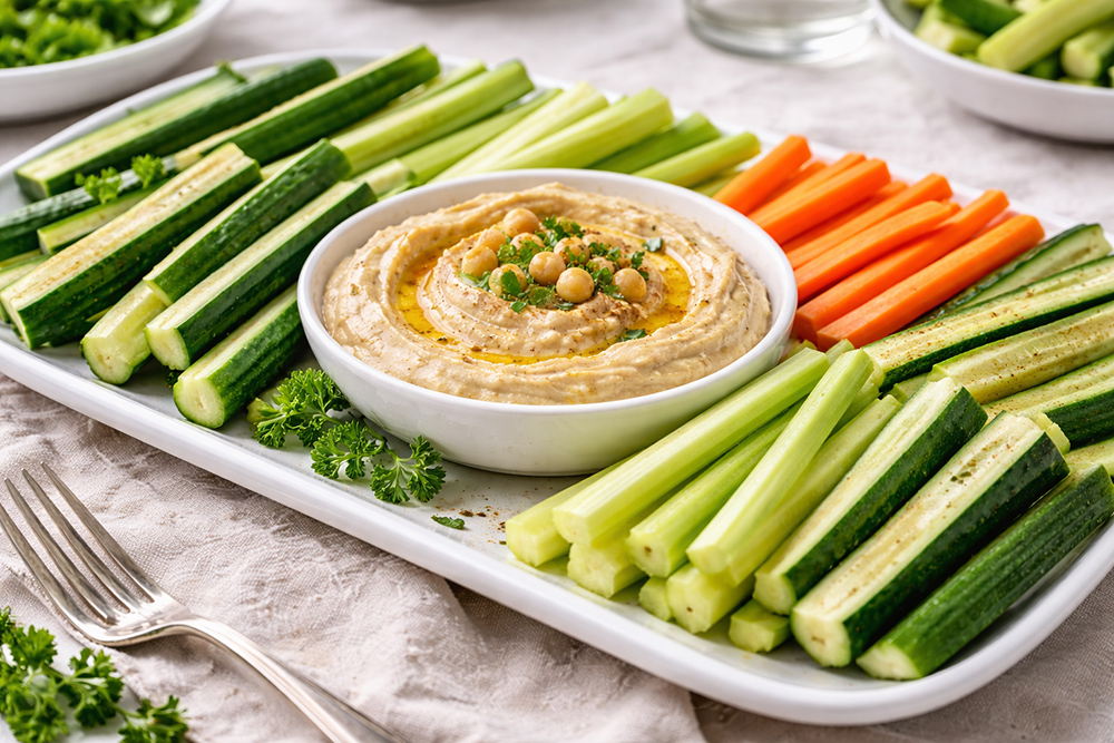 Geburtstagsbuffet: Houmous mit Gemüsesticks - Art of Gifts.com