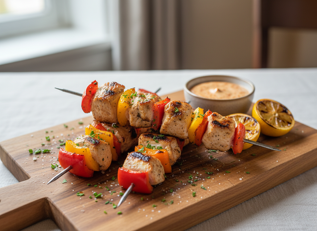 Paprika-Hähnchenspieße