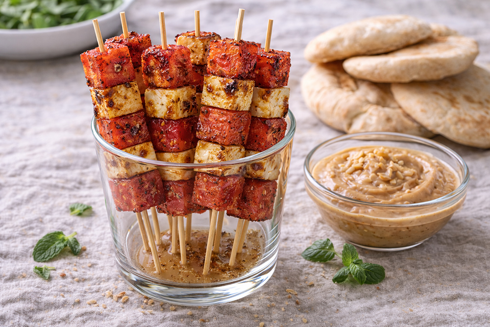 Leckere Sommerrezepte: Melonenspieße mit Erdnuss-Dip