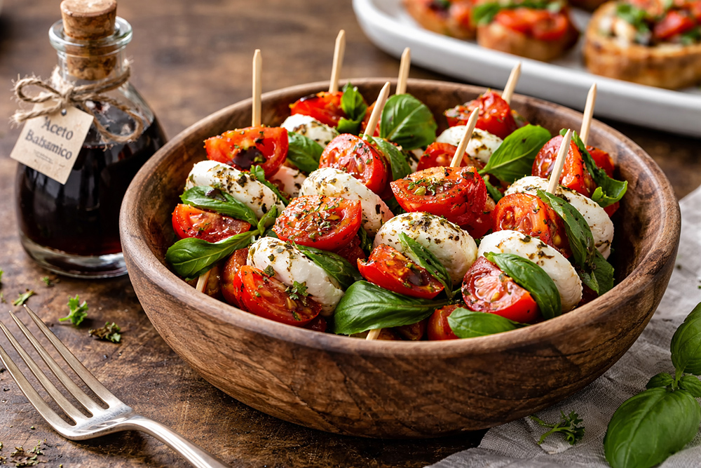Einfache Vorspeisen für jede Party: Tomaten-Mozzarella Spieße | ArtofGifts.com