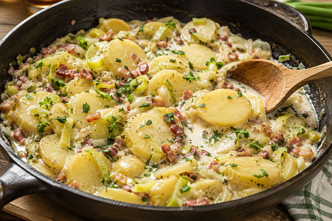 Lauchkartoffeln in Sahnesauce