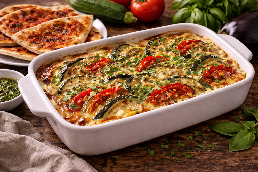 Vegetarische Rezepte_Gemüseauflauf mit Fladenbrot